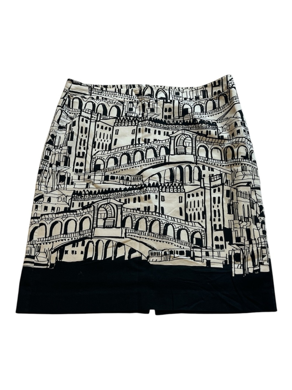VAN HEUSEN STUDIO Black & White Architectural Print Skirt Size 10 Lined Back Zip